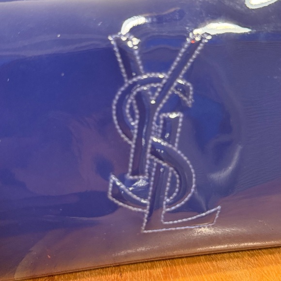Yves Saint Laurent YSL Blue Patent Leather Belle De Jour Zip Around Wallet (EUC) - Picture 3 of 16